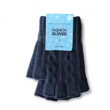Fingerless Knit Glove / Navy