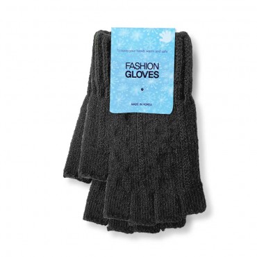 Fingerless Knit Glove / Black