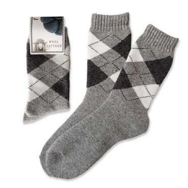 Wool Argyle Check Socks / Grey