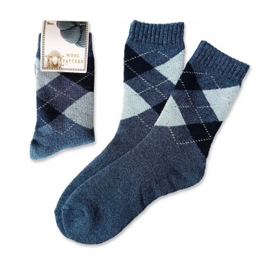 Wool Argyle Check Socks / Blue