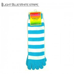 Toe Socks - Light blue white stripe